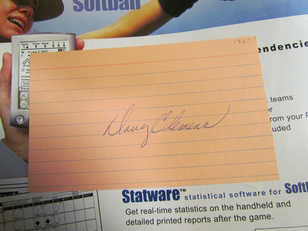 Doug Clemens autographed index card