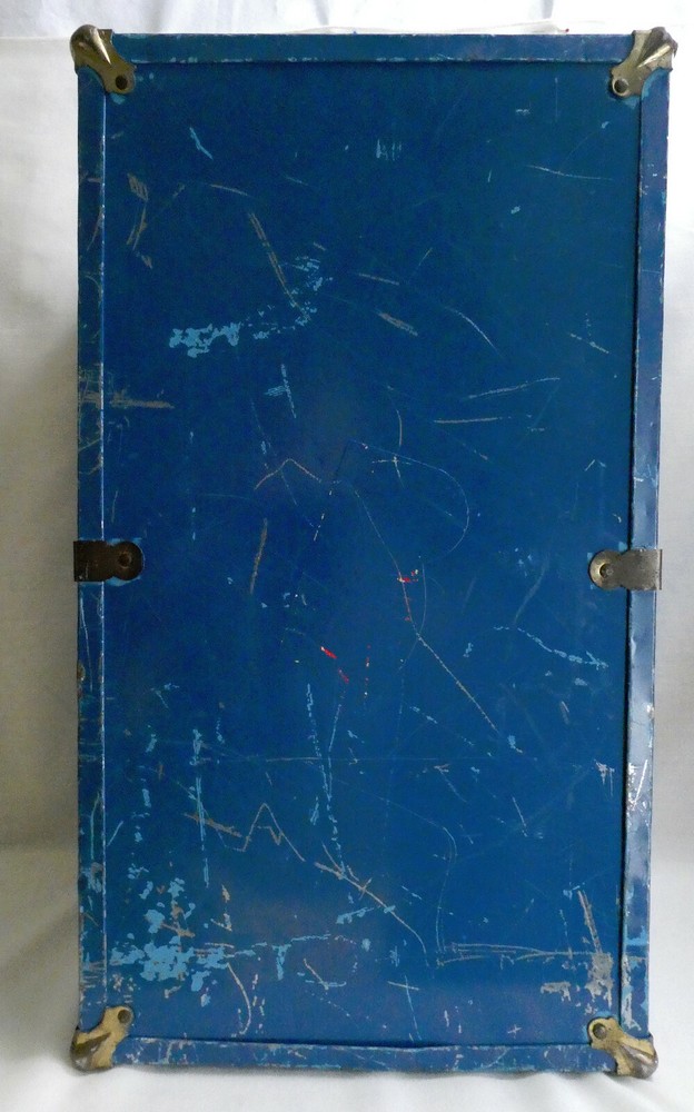 ANTIQUE METAL DOLL TRUNK, 18" X 10" X 10," SOLID AND STURDY
