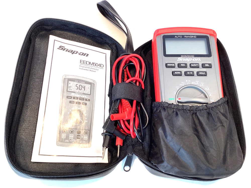 Snap On Auto Ranging Digital Multi Meter Kit Leads Pouch Manual EEDM504D MINT
