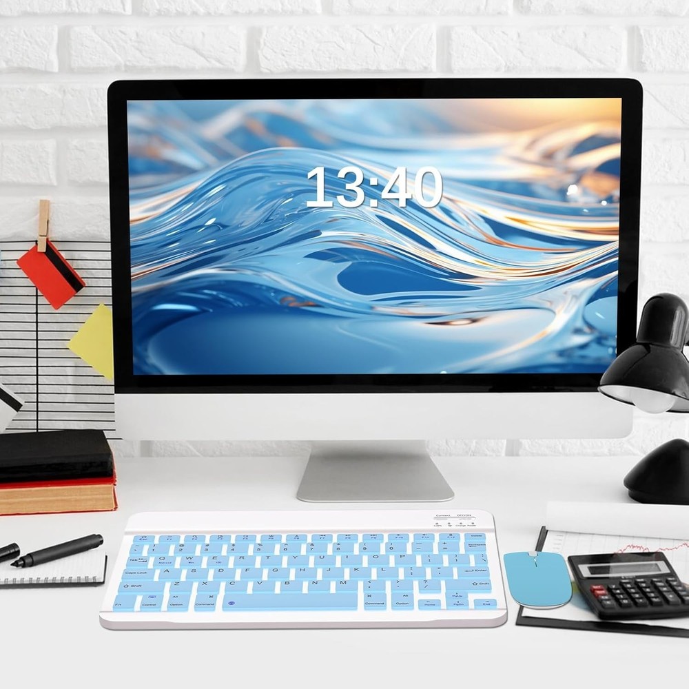 Ultra-Slim Bluetooth Keyboard and Mouse Combo Rechargeable Portable Wireless ...