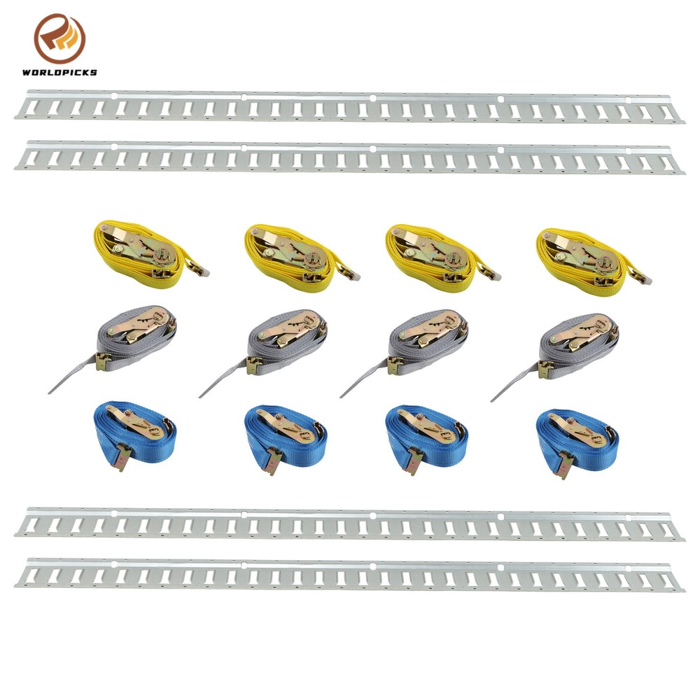 16 Piece 5' Galvanized E Track Rail Set Silver Finish Fit For Trailers And Vans