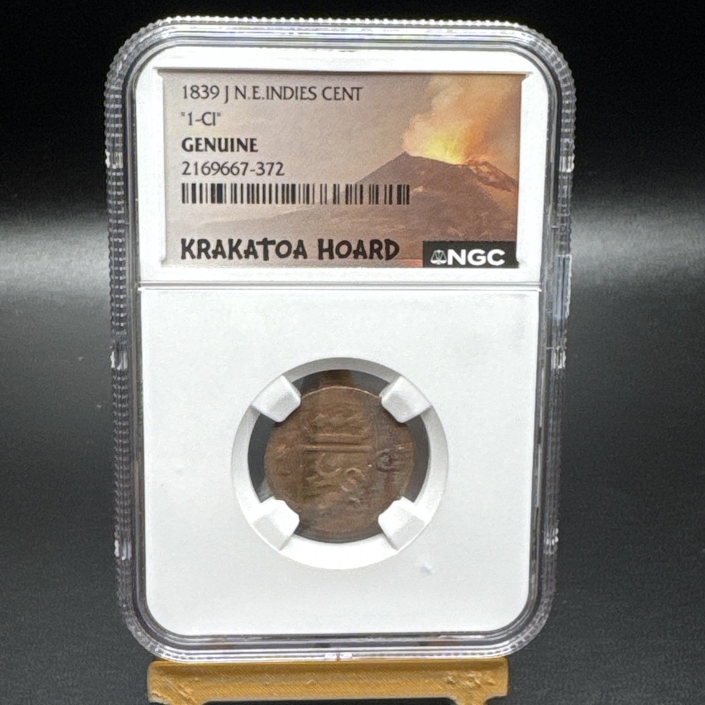 1839 J N.E. Indies Cent Krakatoa Hoard, NGC Certified