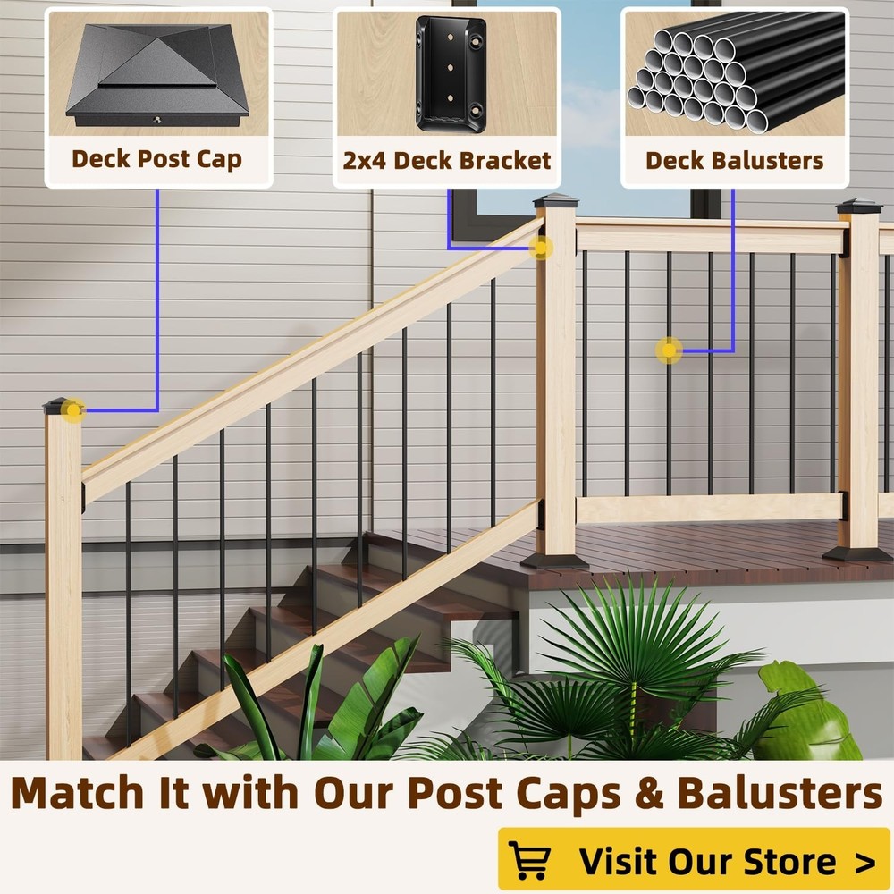 Complete Deck Railing Kit: 50 Brackets & 350 Screws for Secure Installation