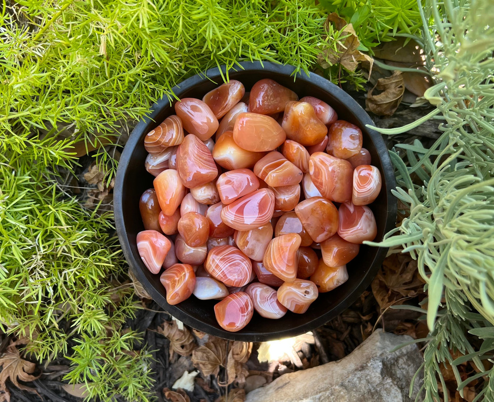 Banded Carnelian "Ruby Red" Tumbled Gemstones - Bulk Wholesale Options