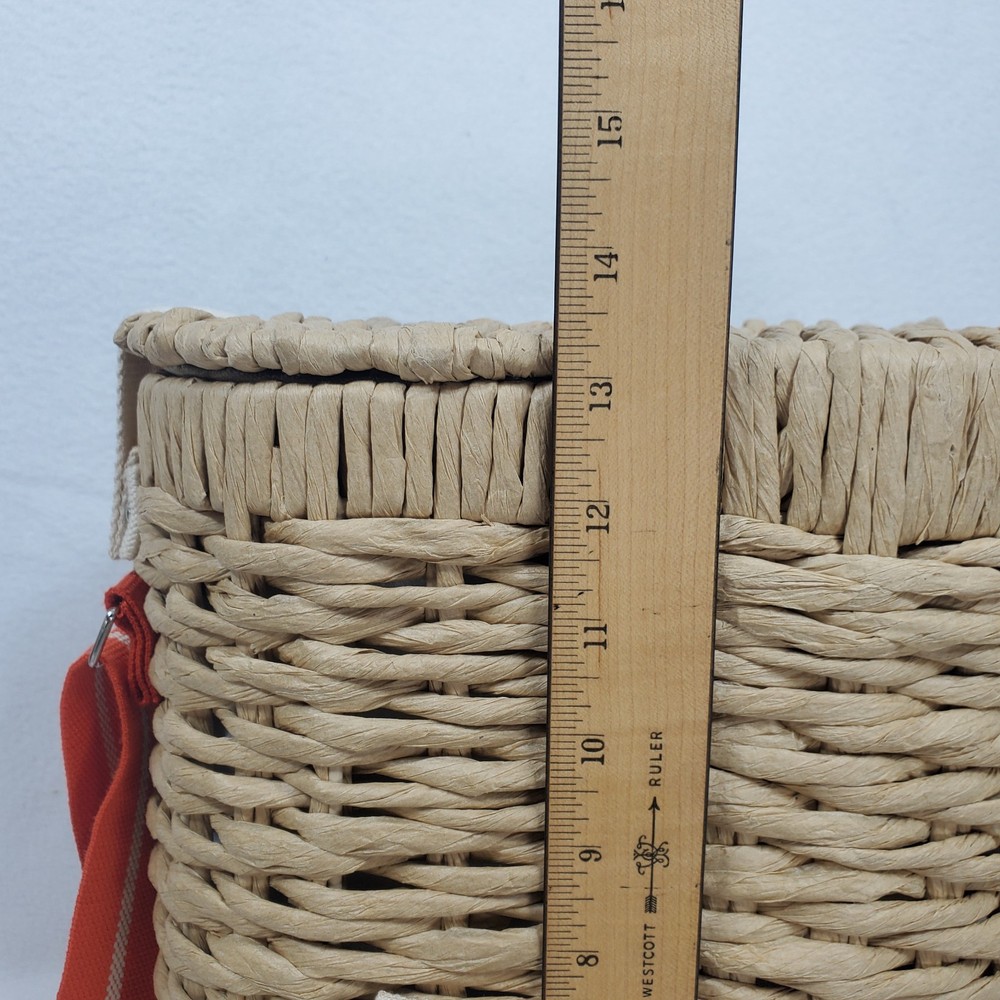 Wicker Wine Picnic Bottle & Accessory Tan Carrier With Shoulder Strap