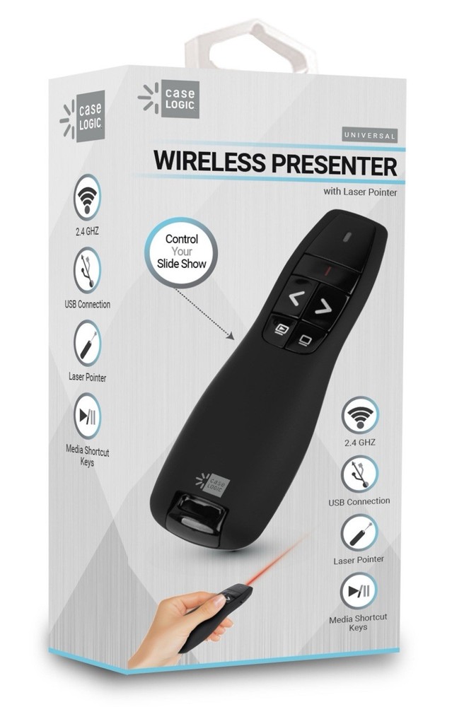Case Logic Wireless Presenter With Laser Pointer - 2.4 GHZ USB Connection