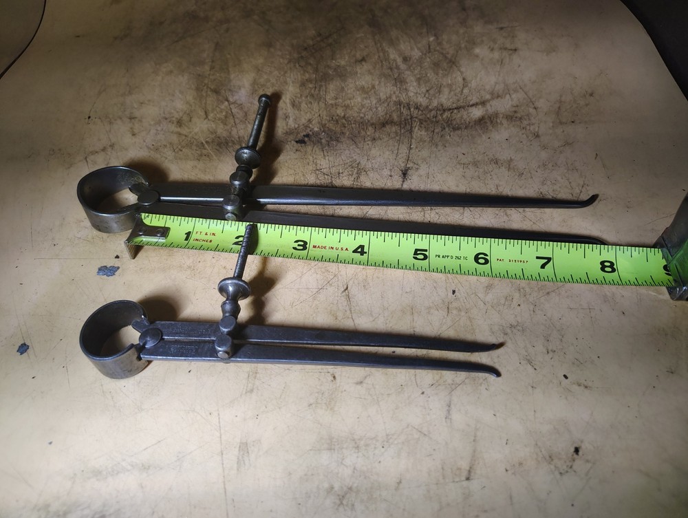 Vintage Starrett 8", 5" Spring Joint Flat Leg Inside Calipers