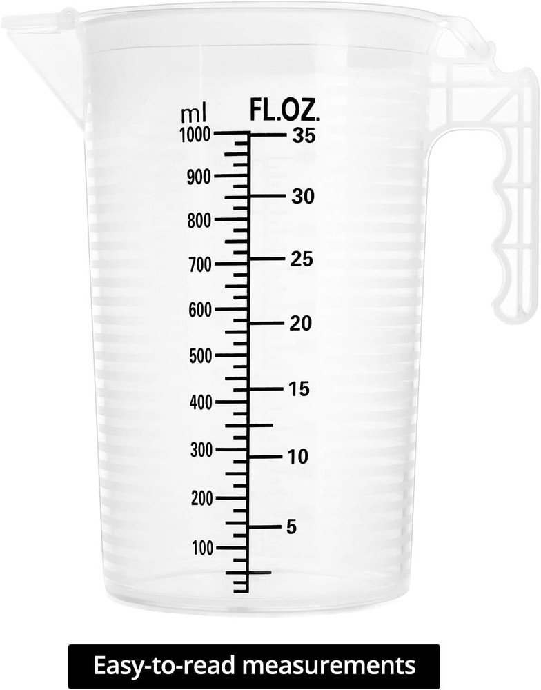 QWORK 2 Pack 32oz (1 Quart) Measuring Pitcher - Plastic, 32 ounces, Clear