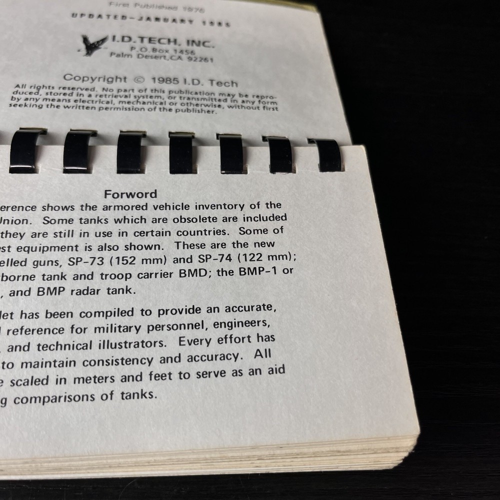 Soviet Armored & Tactial Vehicles Visual Reference Handbook 1985 I.D.Tech Inc