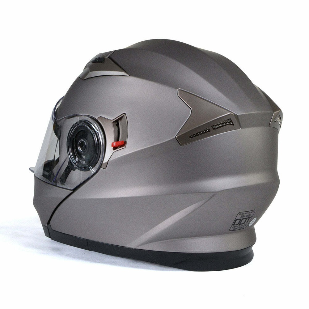 Milwaukee Helmets MPH9808DOT 'Ionized' Silver Advanced Motorcycle Modular Helmet