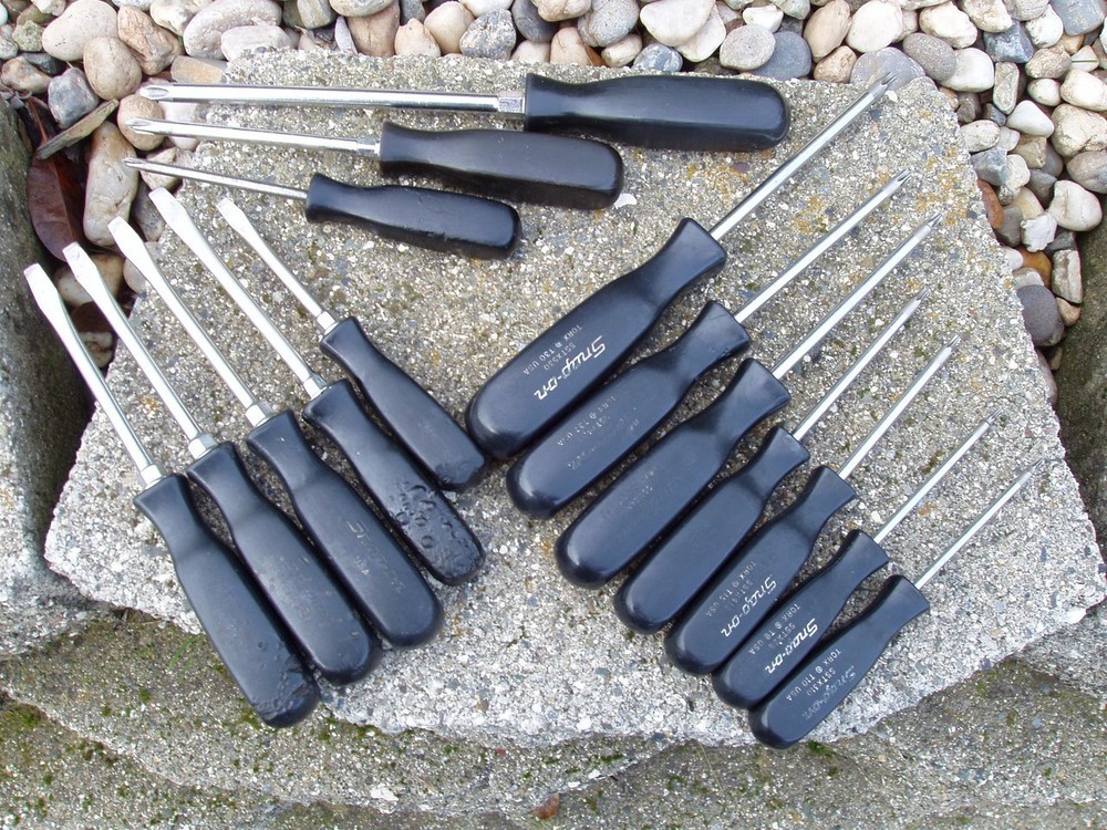 SNAP ON TORX PHILLIPS REGULAR SCREWDRIVERS DRIVERS 15-PC MISCELLANEOUS FAIR COND