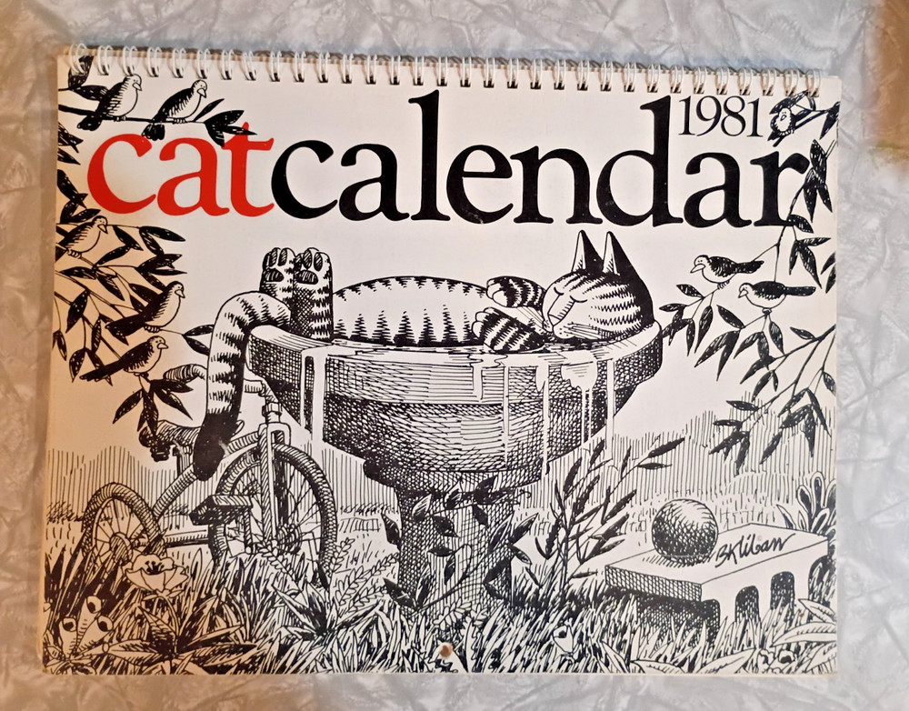 Vintage Cat Calendar B Kliban 1981 *Incomplete* Missing May & September