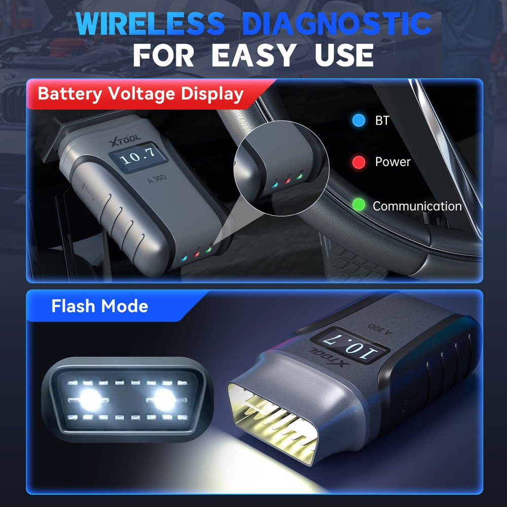 🔥XTOOL A30D V2.0 Diagnostic Tool OBD2 Scanner All System 19+Resets Code Reader