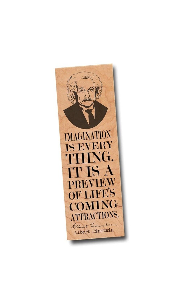 Albert Einstein Literary Wood Bookmark - Imagination Is Everything Quote