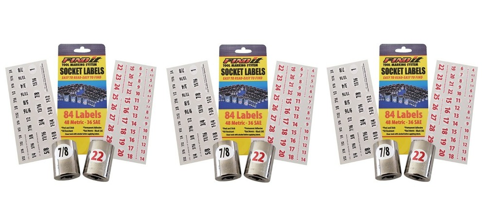 Master Set Eye Saver Chrome Labels for Socket Sets Wrenches foil decals TX2