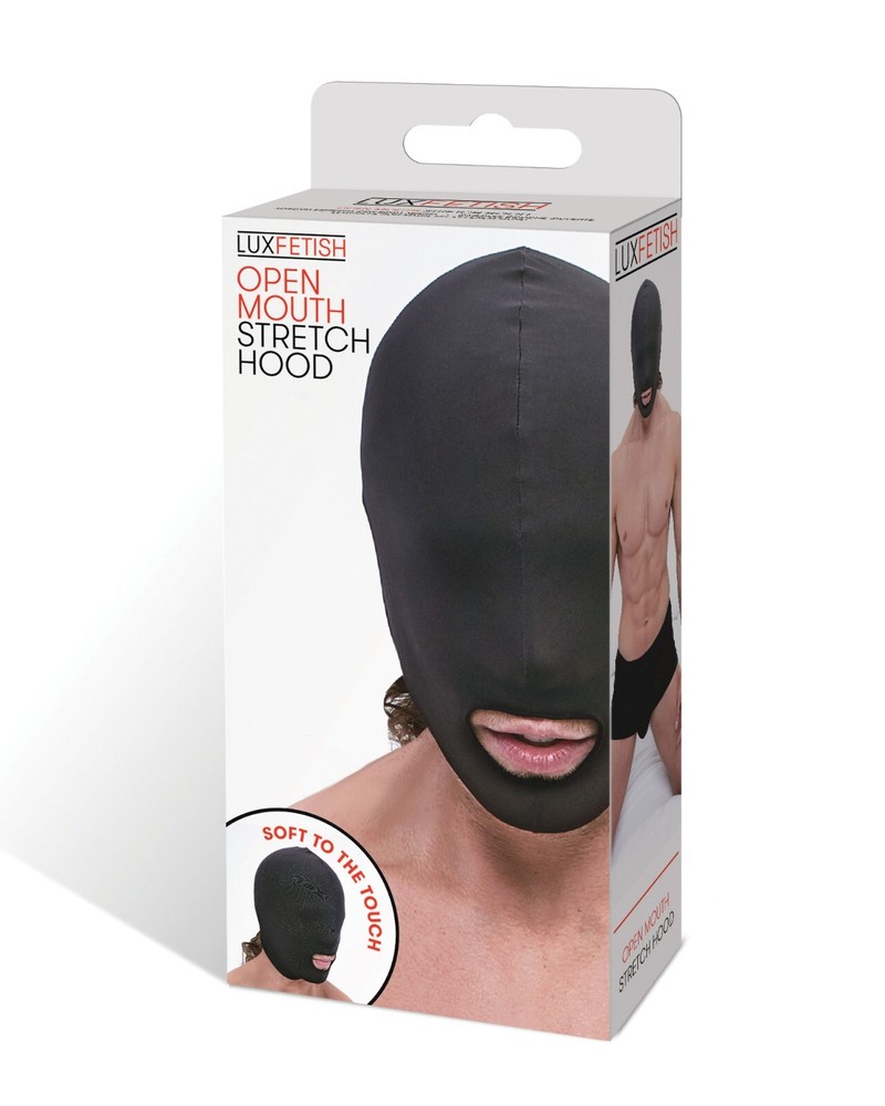 Lux Fetish Open Mouth Stretch Hood Black