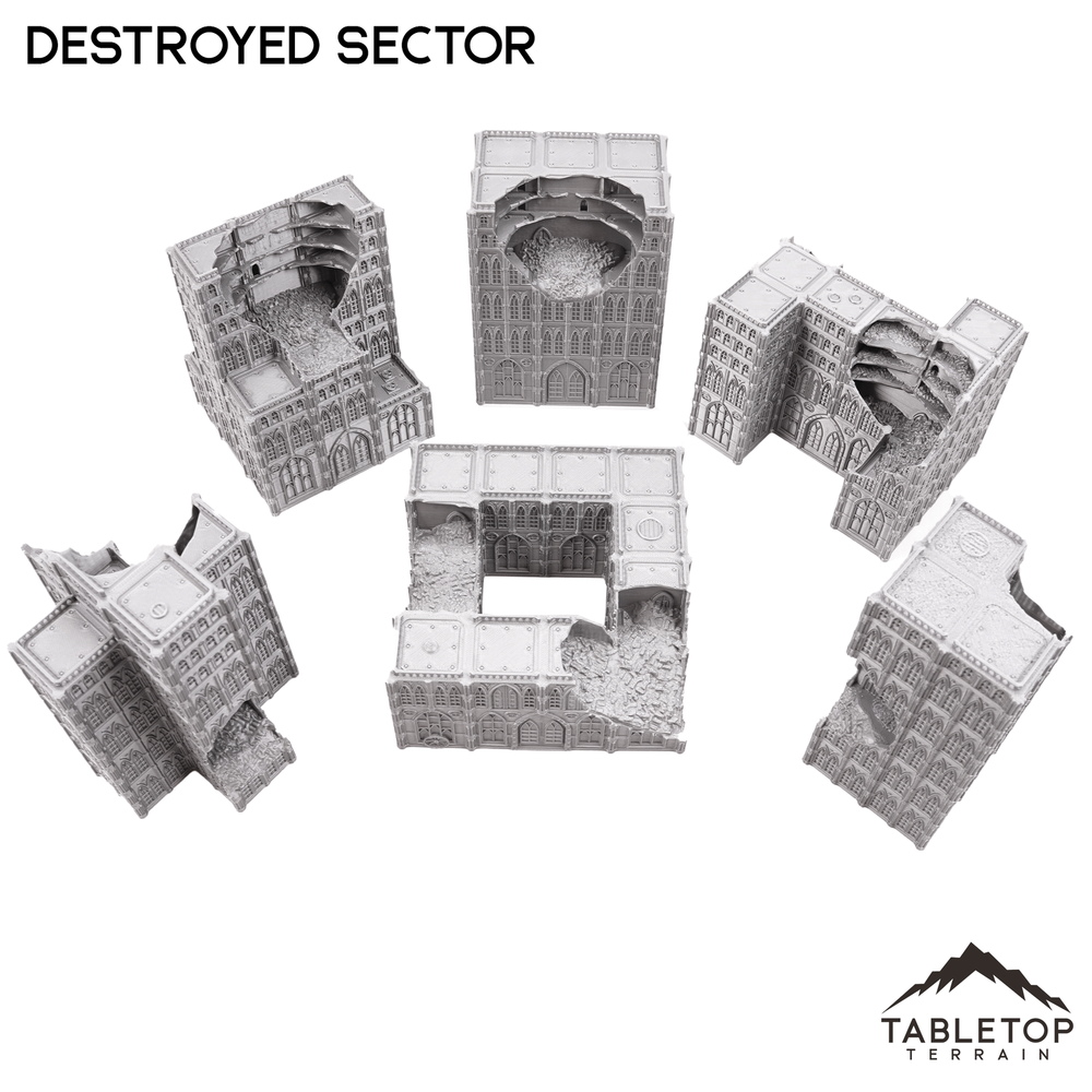 Destroyed Sector 8mm Scale Building Pack - 6mm Tabletop Wargaming
