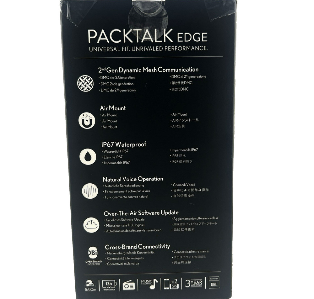 Cardo PACKTALK Edge Motorcycle Bluetooth Intercom Helmet Headset Single