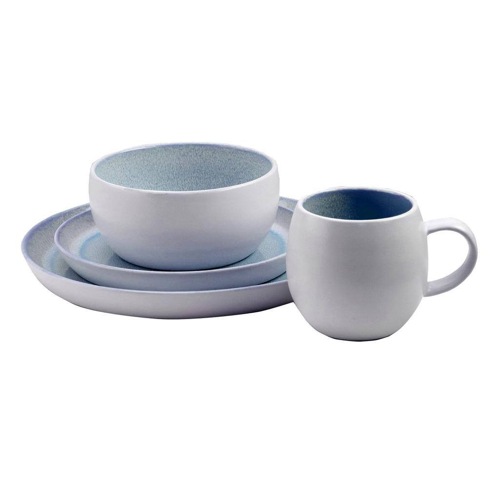 Mocha 16-Piece Blue Stoneware Dinnerware Set (Service for 4)