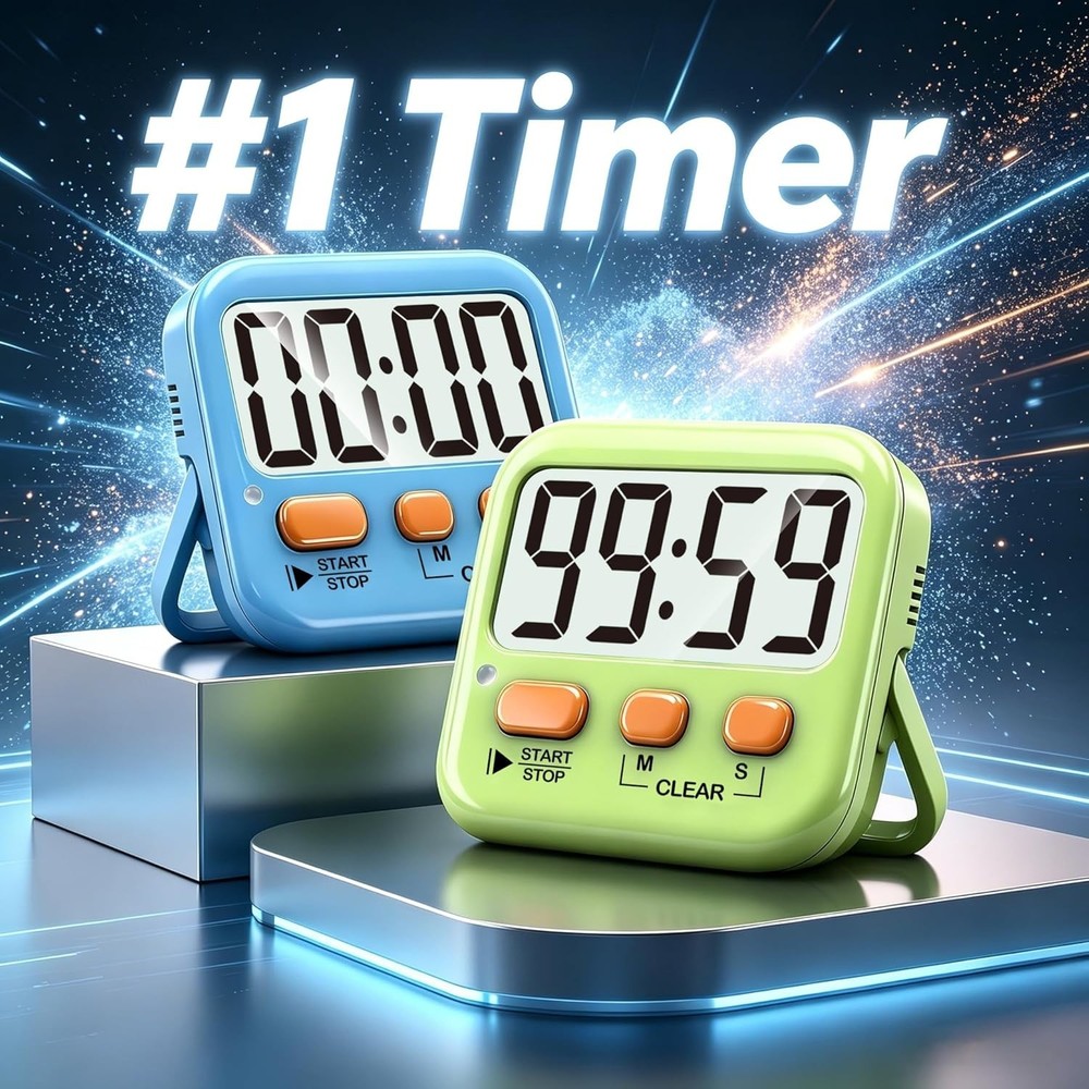 Versatile 2 Pack Kitchen & Classroom Timers - Loud/Silent Modes Included