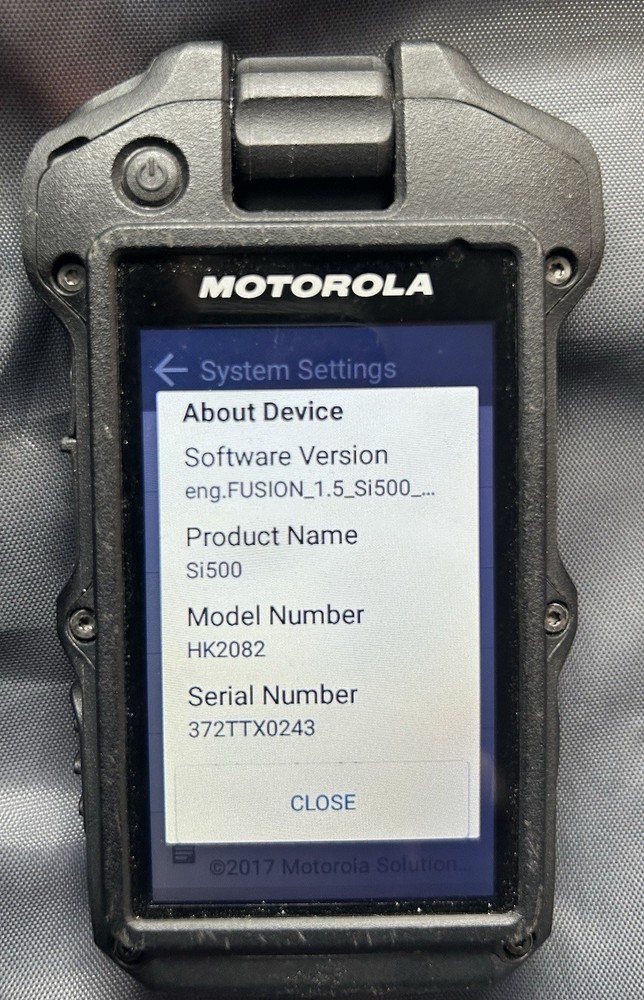 Motorola Si500 Body-Worn Camera | Powers On