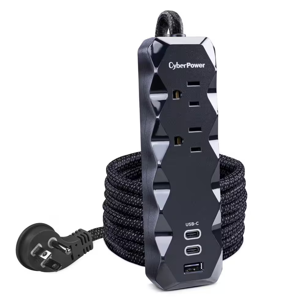 3 Ft. 2-Outlet 3 USB Surge Protector