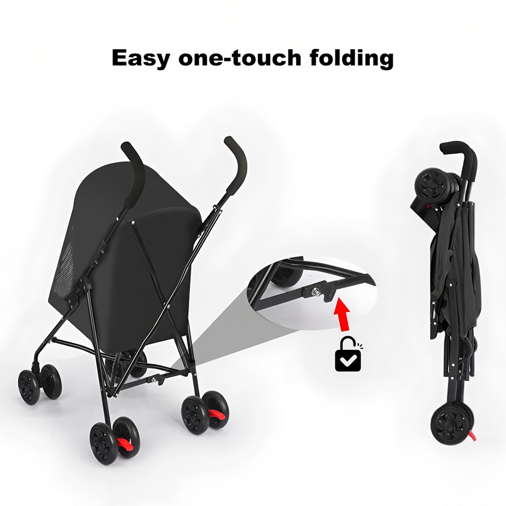 Black Pet Stroller for Small Dogs Cat with Mesh Ventilation Soft Foldable Design