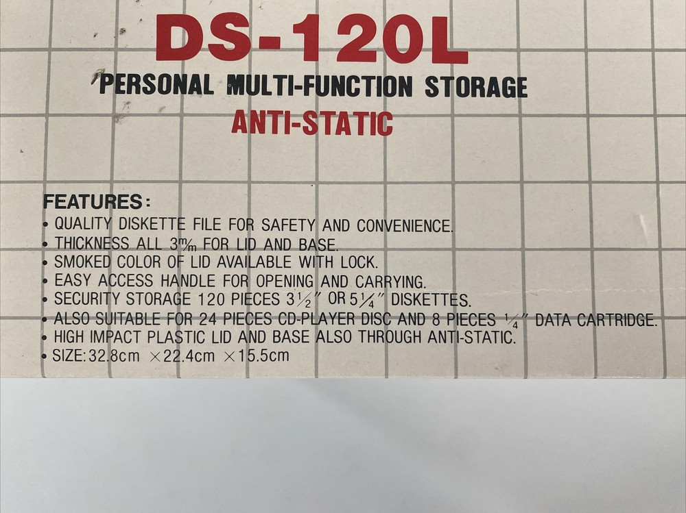 Vintage Personal Diskette Storage Computer Disc DS-120L Original Case NOS