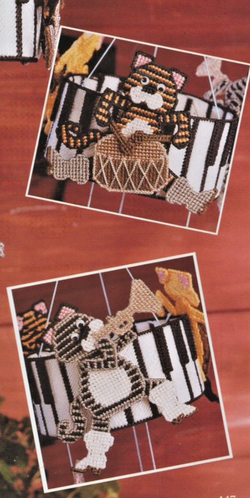 Cat & Mouse Mobile & Crayon Basket - PLASTIC CANVAS PATTERN - Removed from Book