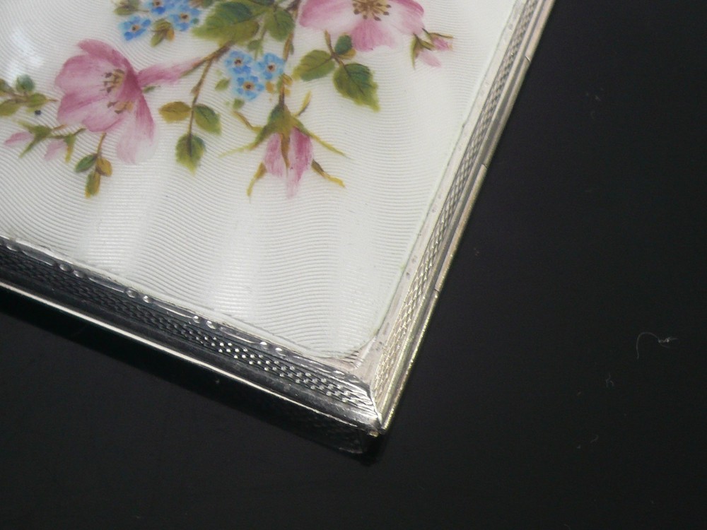 Sterling Silver Enamel Cigarette Case, Birmingham 1944, Bert Gordon