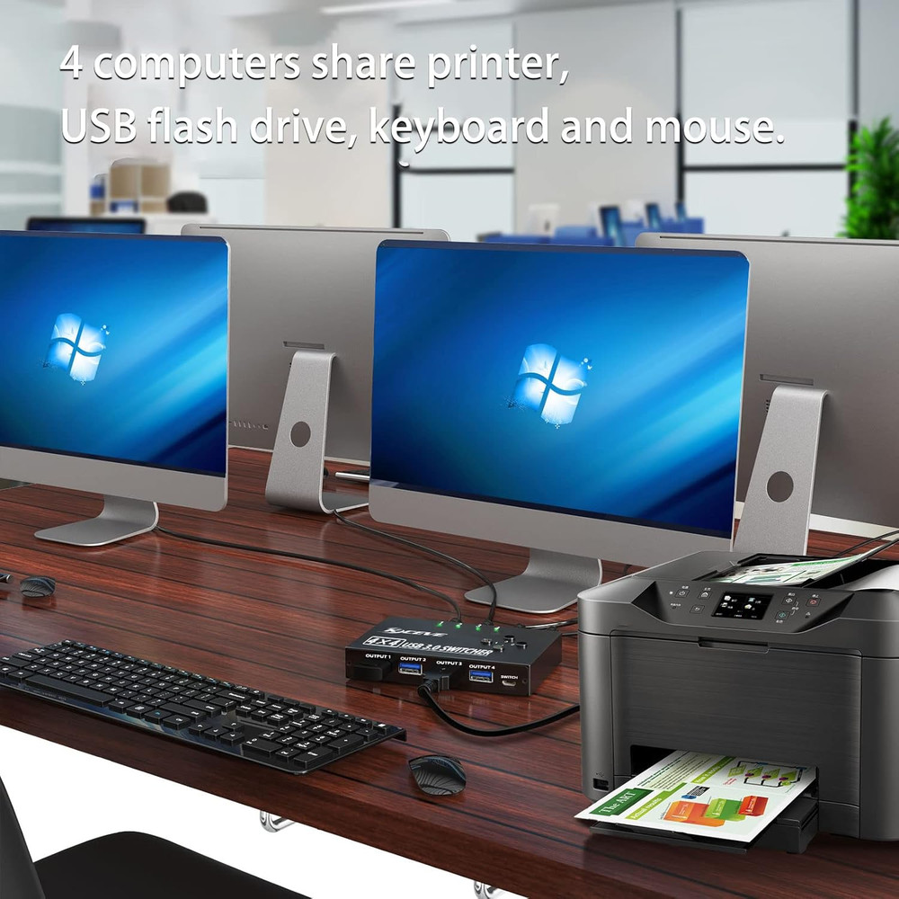 USB 3.0 Switch Selector 4 Port, KVM Switcher 4 Computers Sharing 4 USB Devices,U