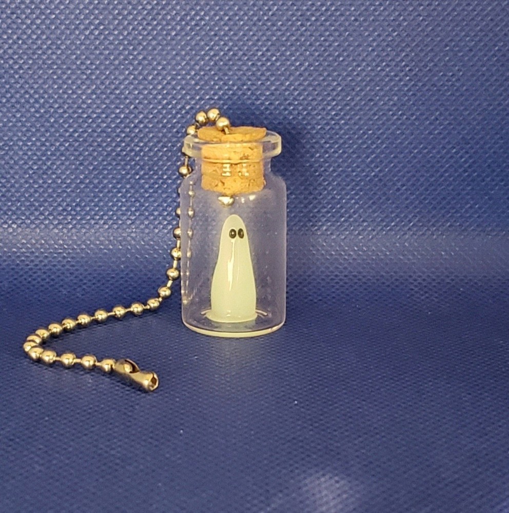 Glow-in-the-Dark Ghost Glass Bottle Light Pull or Fan Pull - Ghost