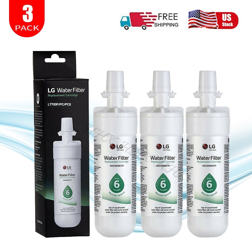 New Sealed LG LT700P Refrigerator Water Filter Replacement ADQ36006101, 3 Pack