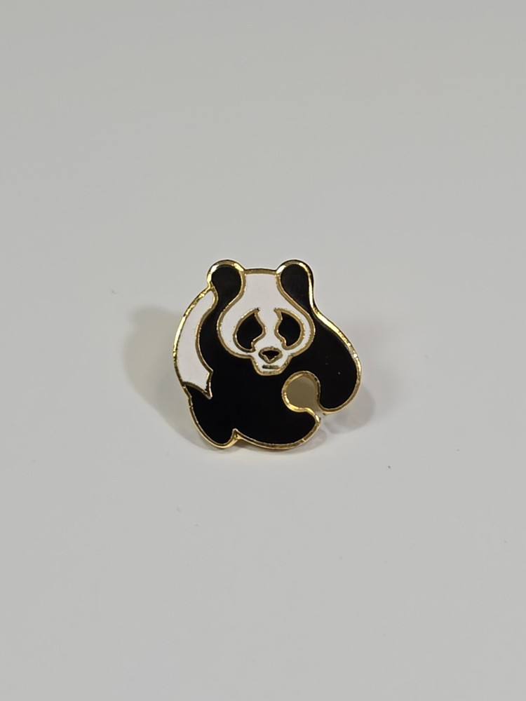 Panda Bear Lapel Pin Very Small Size Black & White