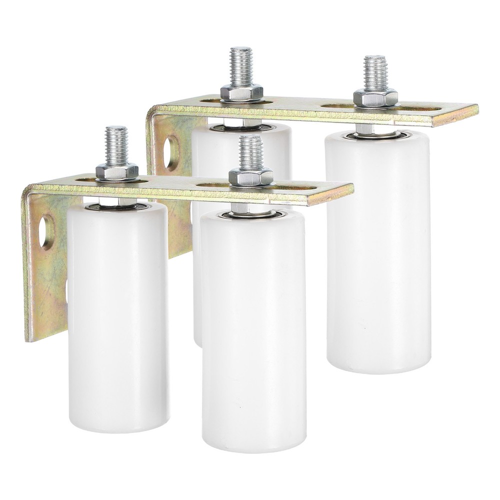 2Set Slide Gate Guide Roller, 5" Nylon Gate Support Rollers with Bracket, White