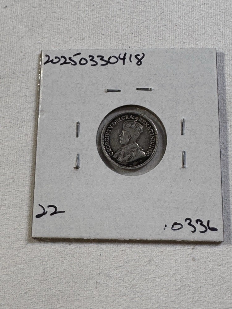 1918 Canada 5 Cents Silver Coin Cleaned