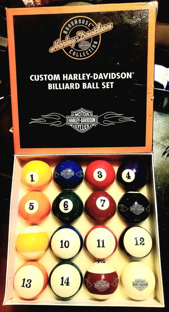 Harley-Davidson Custom Billiard Ball Set Complete with Box