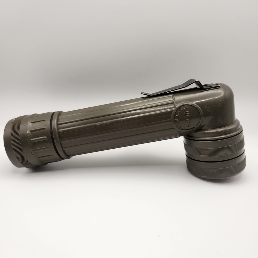 US Army Fulton MX-991U Angle Head Handheld Flashlight Removable Red Filter Works