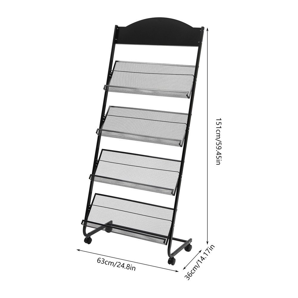 4-Layer Floor Standing Magazine Rack Suitable for Display Brochures or Documents