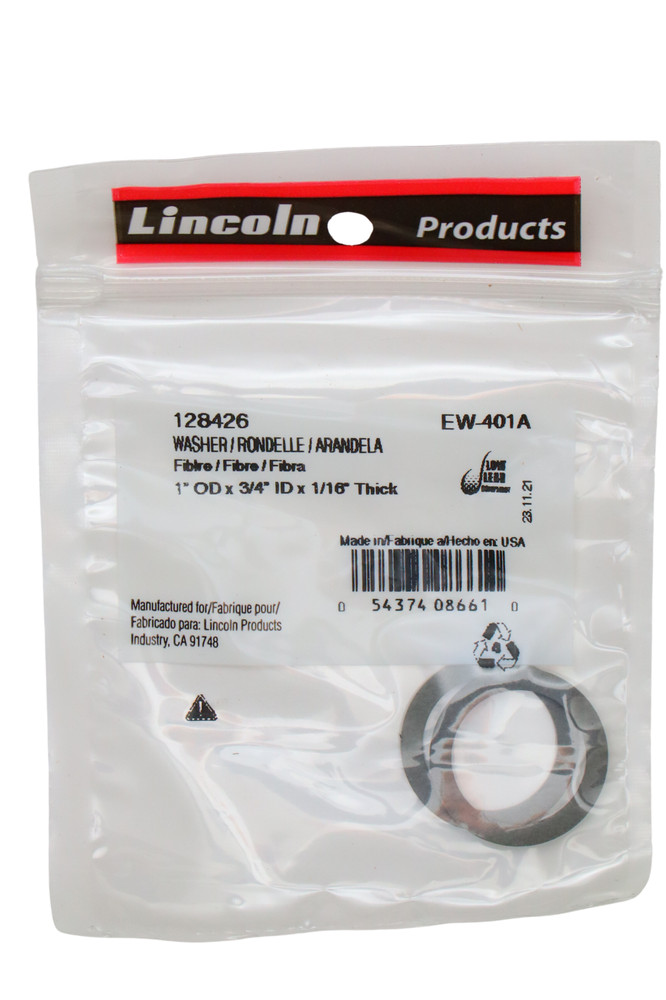 Lincoln Products Flat Bibb Fiber Washers 1" OD x 3/4" ID x 1/16" Thick 128426