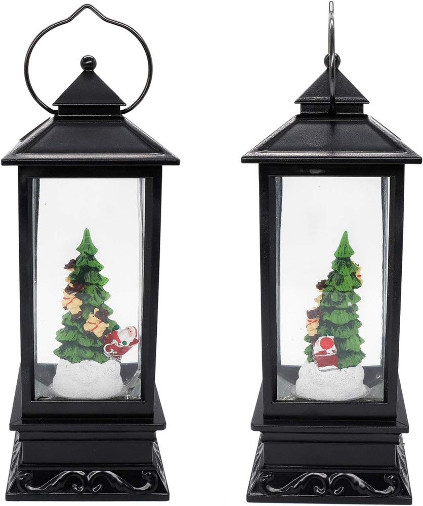 Lighted Musical Snow Globe Lantern with 6 Hour Timer, 12 Inches USB Powered & Ba