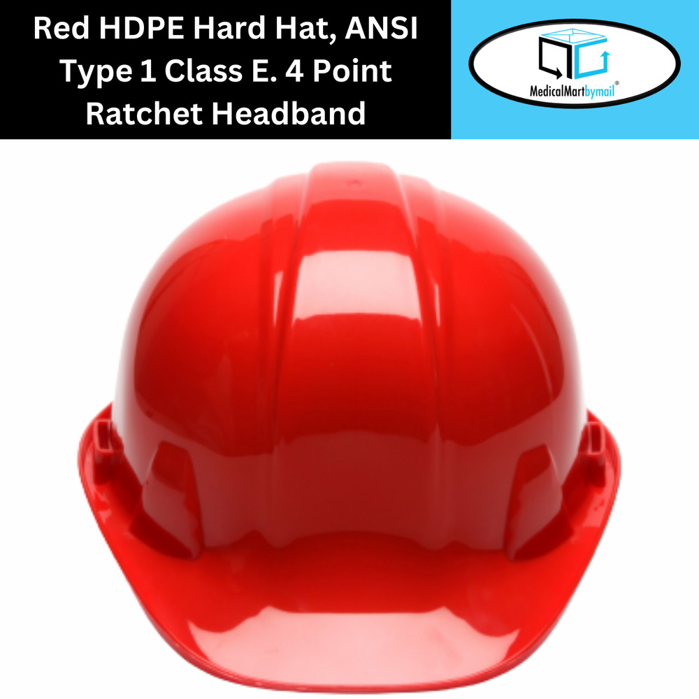 Red Hard Hat 4 Point Ratchet Headband, ANSI Type 1 Class E