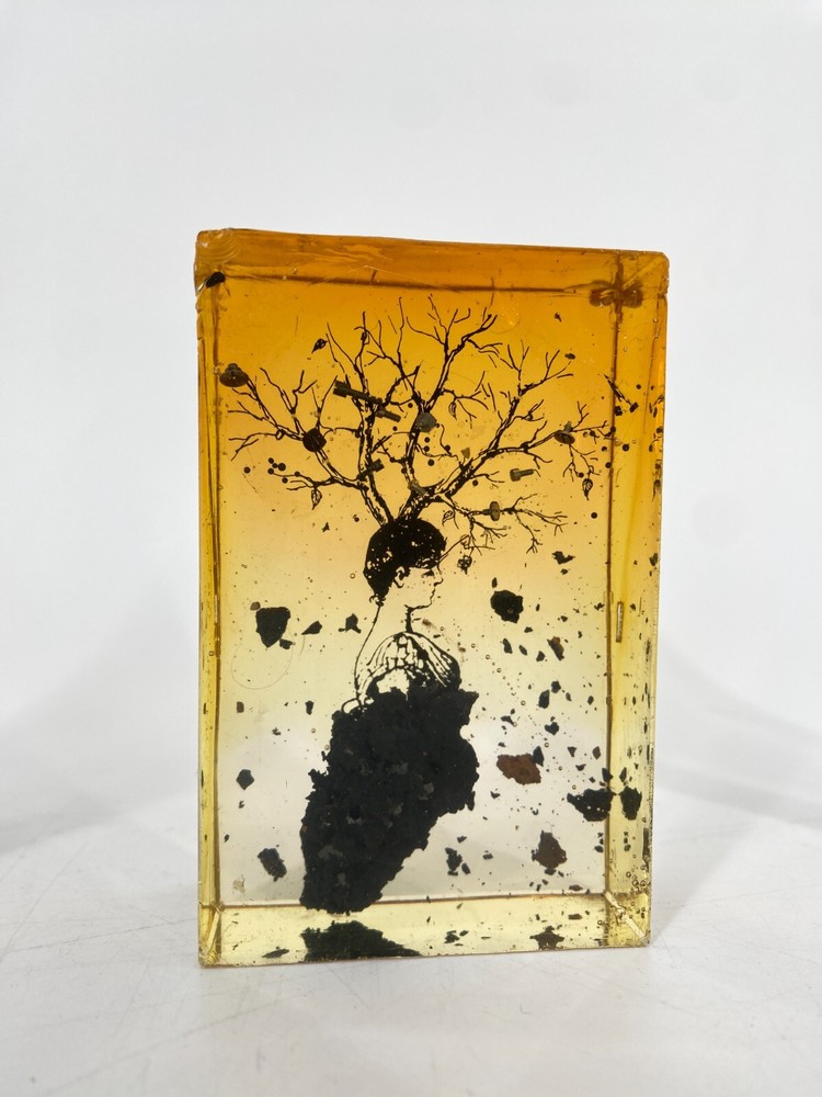 * ART SCULPTURE 90s MINIATURE ART TABLE OBJECT EPOXY RESIN