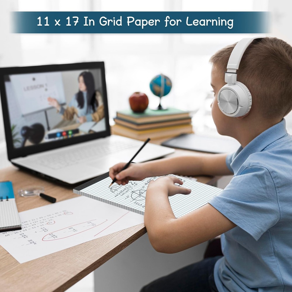 11x17 Graph Paper Pad - 30 Sheets 4x4 Grid for Engineers & Designers