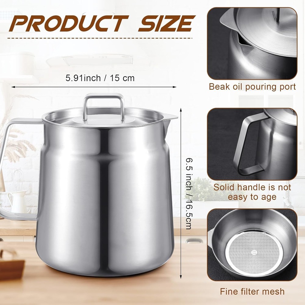 2.1 Quarts/ 2 Liter Stainless Steel Kettle Pot Multipurpose Cooking Pot Brushed