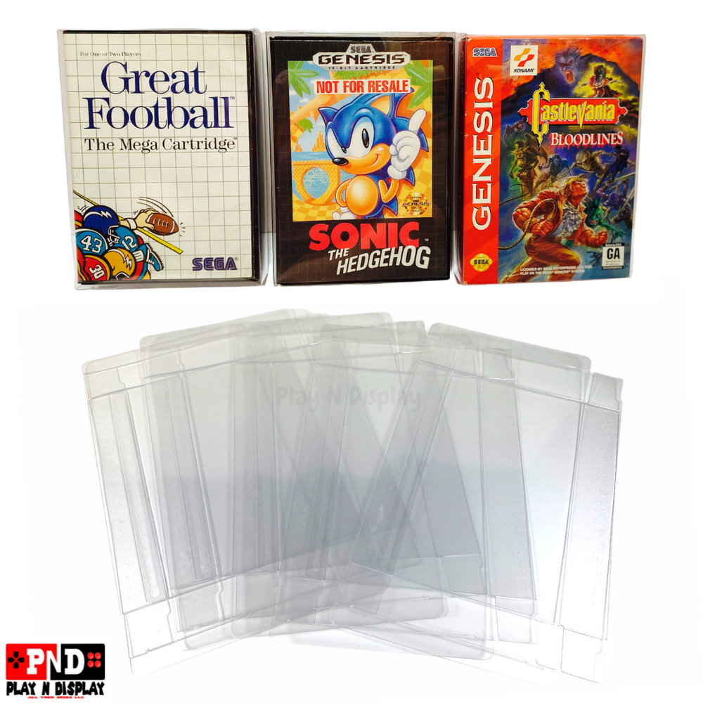 1 Sega Genesis Box Protectors Clear Plastic Display Case Storage Sleeve Thick