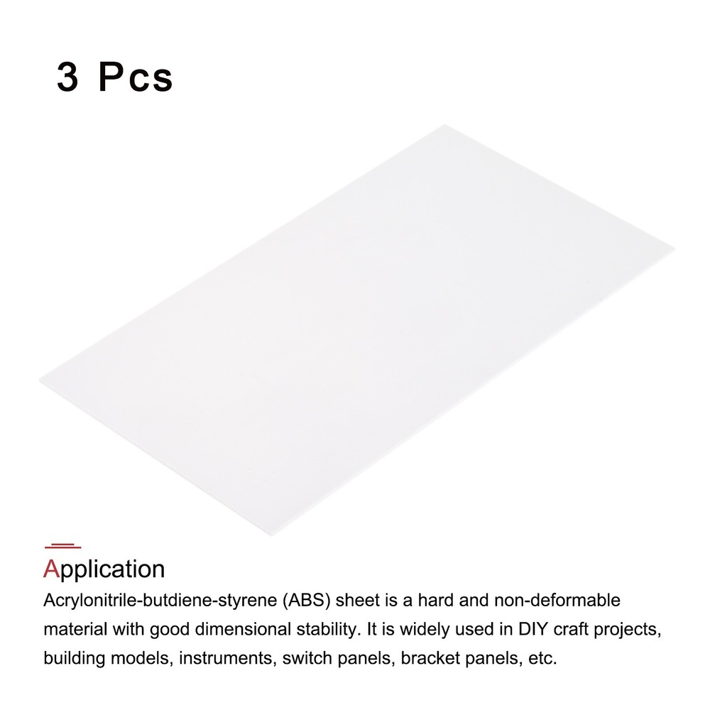 ABS Plastic Sheet 7 x 4 x 0.02" ABS Styrene Sheets White 3 Pcs