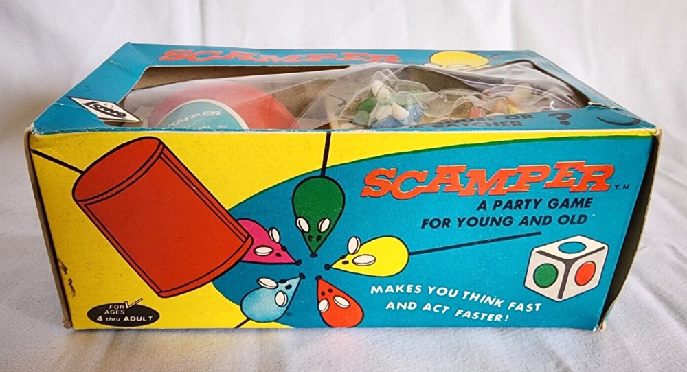 1968 Scamper mouse dice game original package by E S Lowe made in Hong Kong