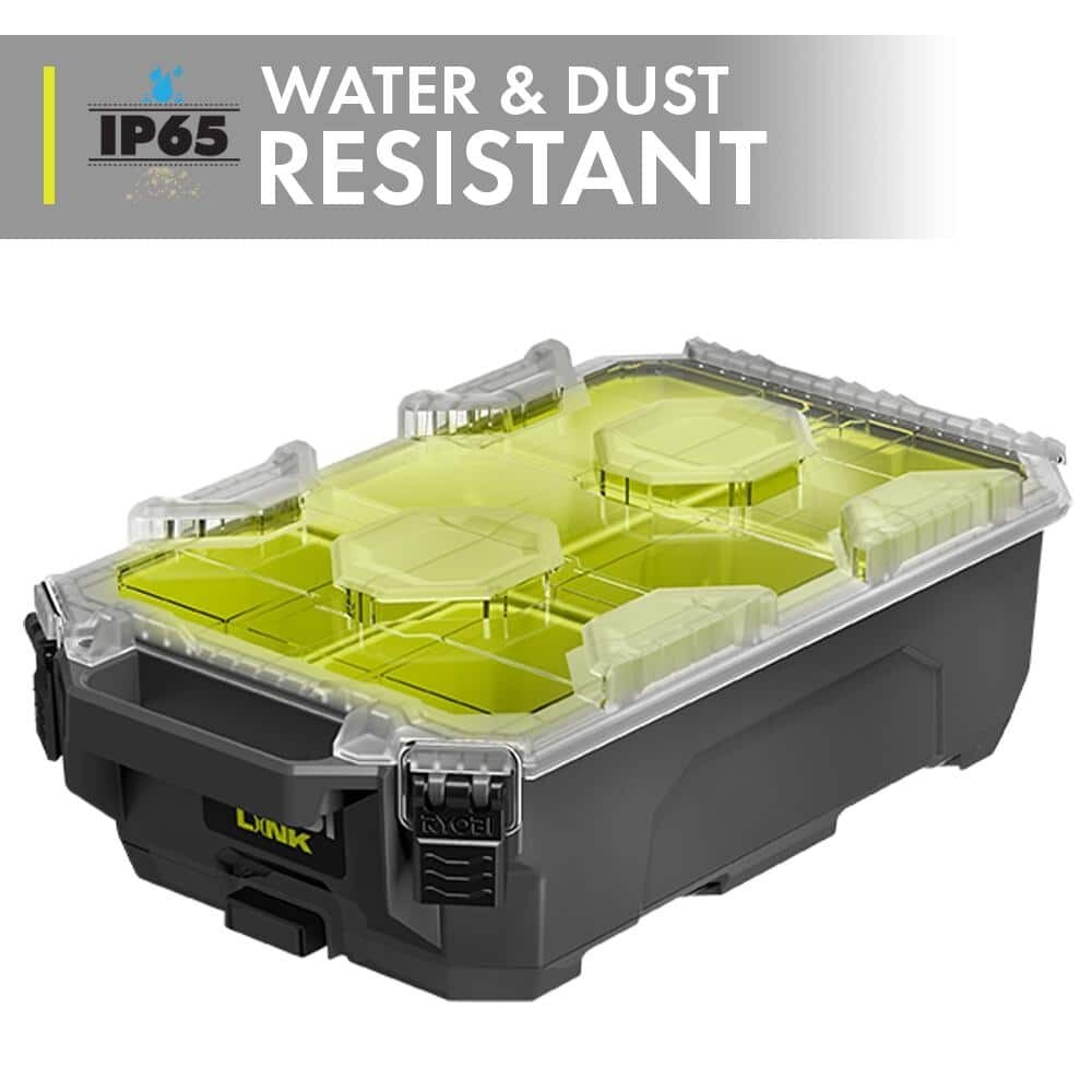 Small Parts Organizer Ryobi Link 6, 10 Compartment Tool Box Modular Case System