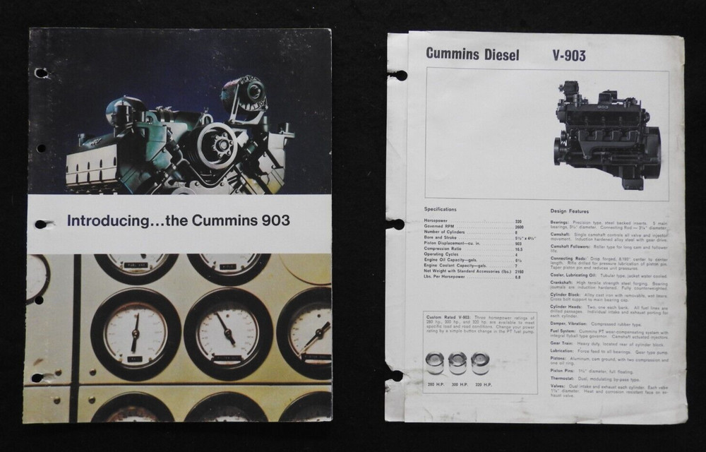 1967 GENUINE CUMMINS "INTRODUCING THE 903 DIESEL ENGINE" SPECIFICATION BROCHURE